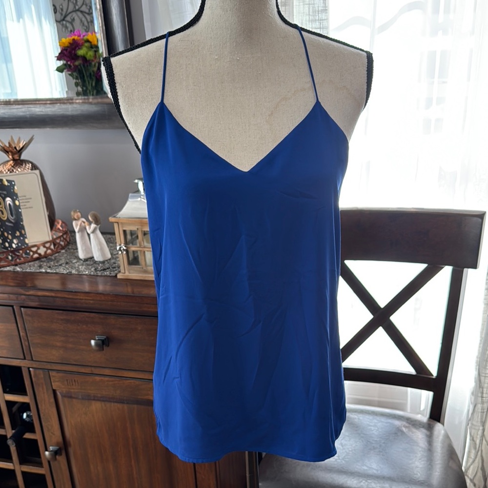 Blue and Black Camisole Top with Adjustable Straps